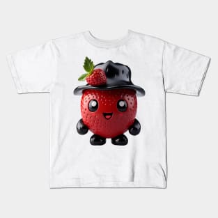 Cute Kawaii Strawberry with Black Hat Kids T-Shirt